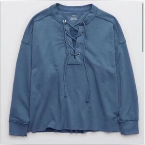 NWT AERIE Sunday soft lace up sweatshirt Medium